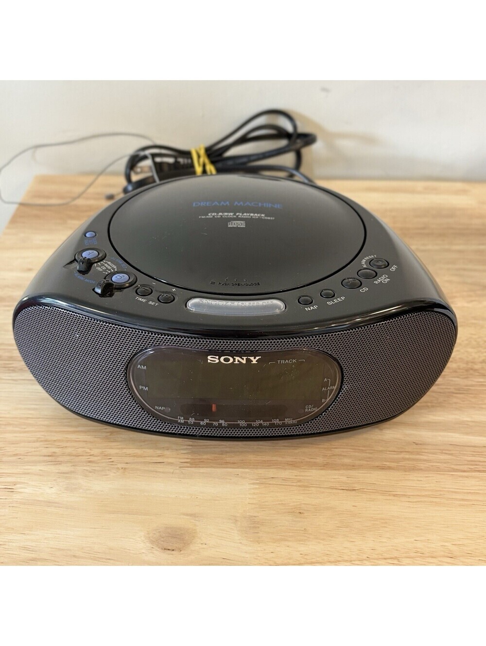 Sony ICF-CD837 Black Alarm Clock FM/AM CD Clock Radio Dream Machine TESTED